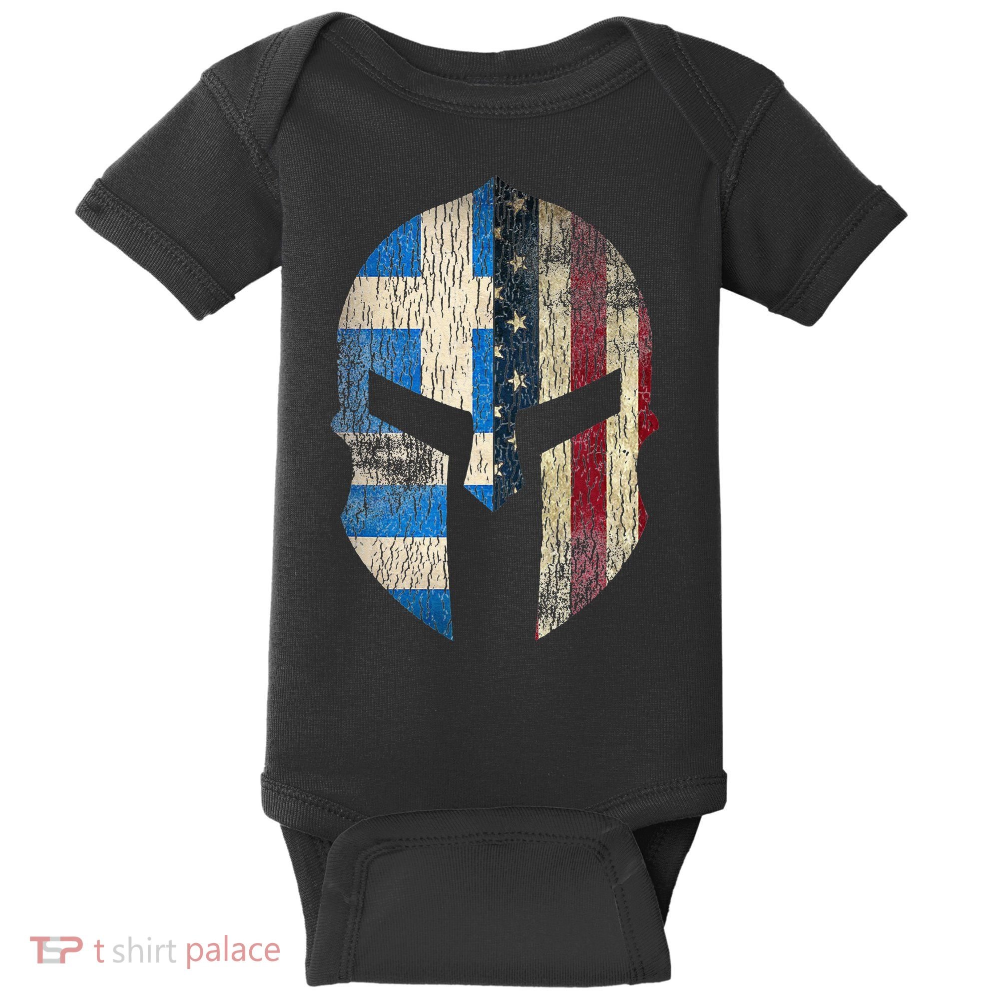 Greek American Pride Greece Spartan Helmet Baby Bodysuit
