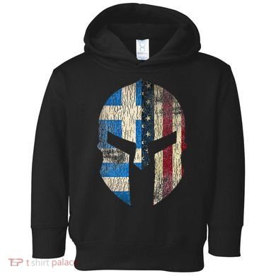 Greek American Pride Greece Spartan Helmet Toddler Hoodie
