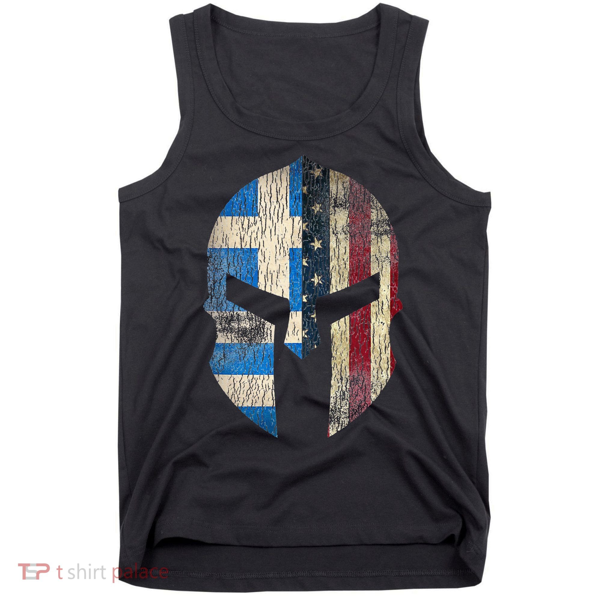Greek American Pride Greece Spartan Helmet Tank Top