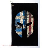 Greek American Pride Greece Spartan Helmet Golf Towel thumb 0