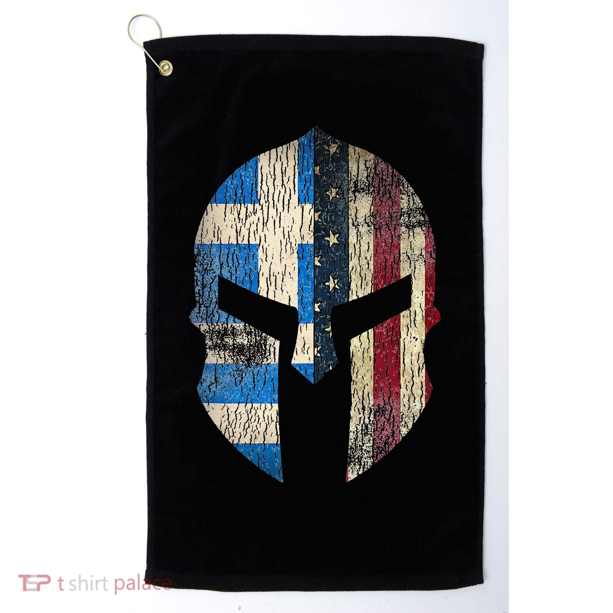 Greek American Pride Greece Spartan Helmet Golf Towel