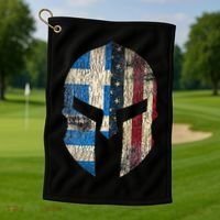 Greek American Pride Greece Spartan Helmet Golf Towel thumb 1