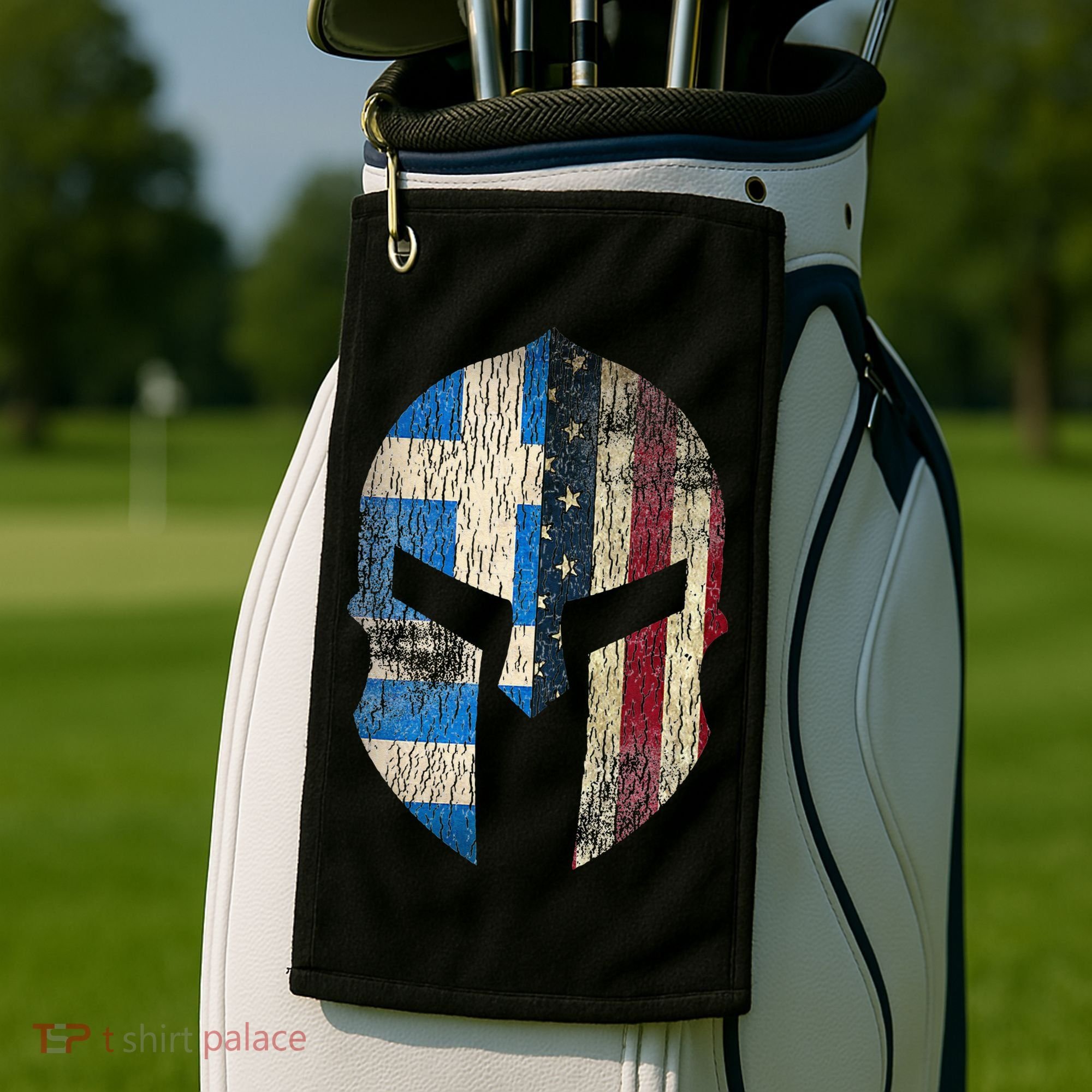 Greek American Pride Greece Spartan Helmet Golf Towel