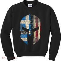 Greek American Pride Greece Spartan Helmet Kids Sweatshirt thumb 0