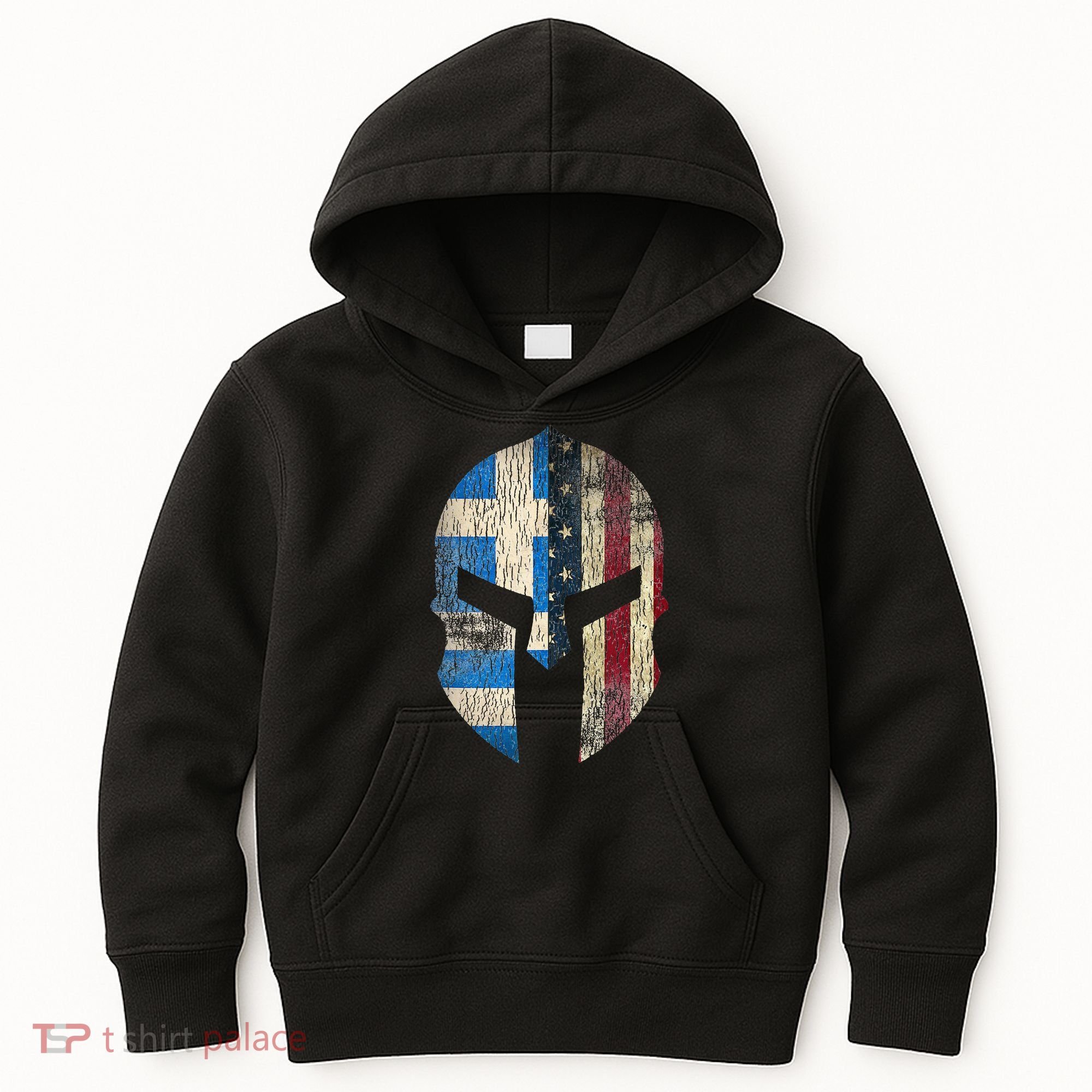 Greek American Pride Greece Spartan Helmet Kids Hoodie