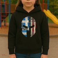 Greek American Pride Greece Spartan Helmet Kids Hoodie thumb 3