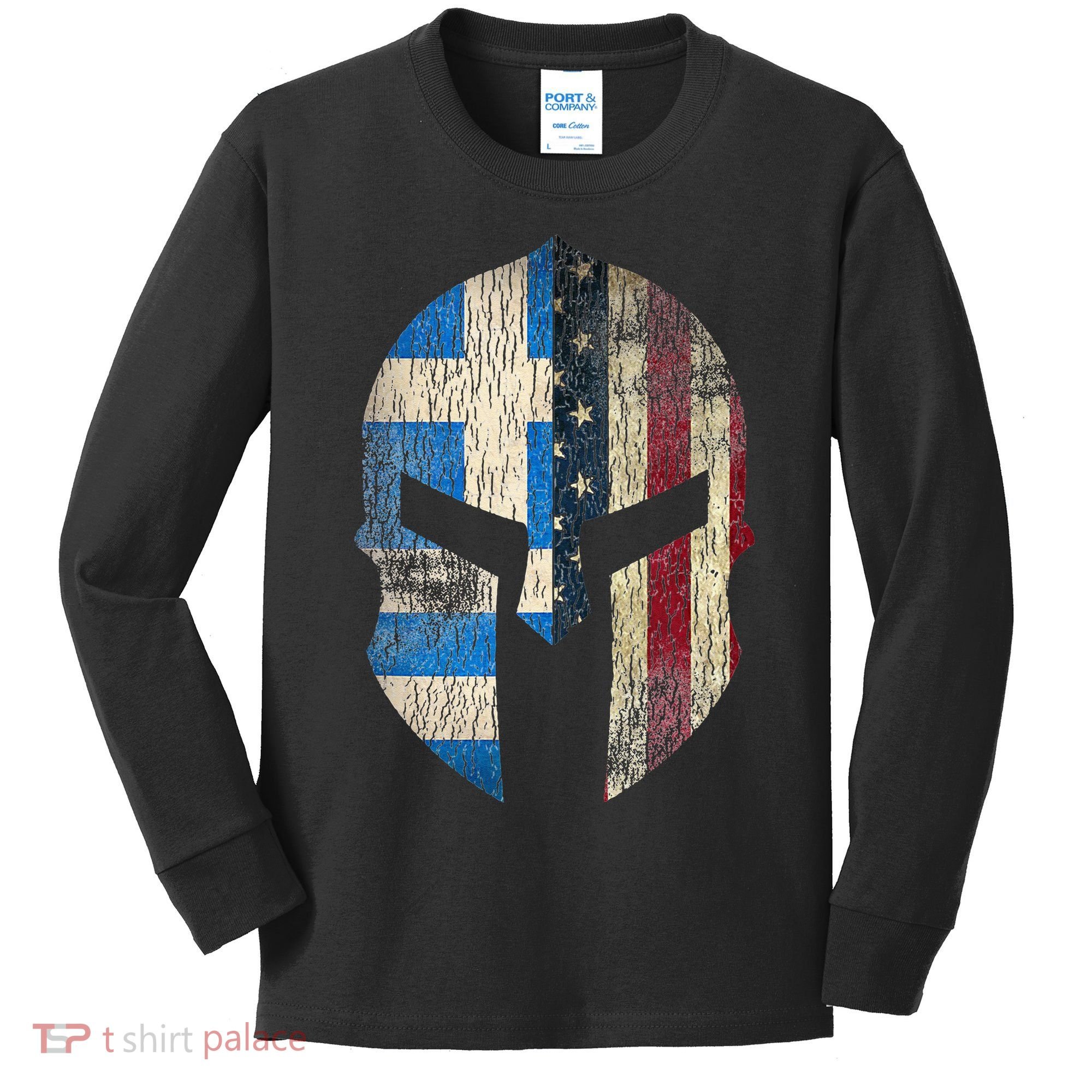 Greek American Pride Greece Spartan Helmet Kids Long Sleeve Shirt
