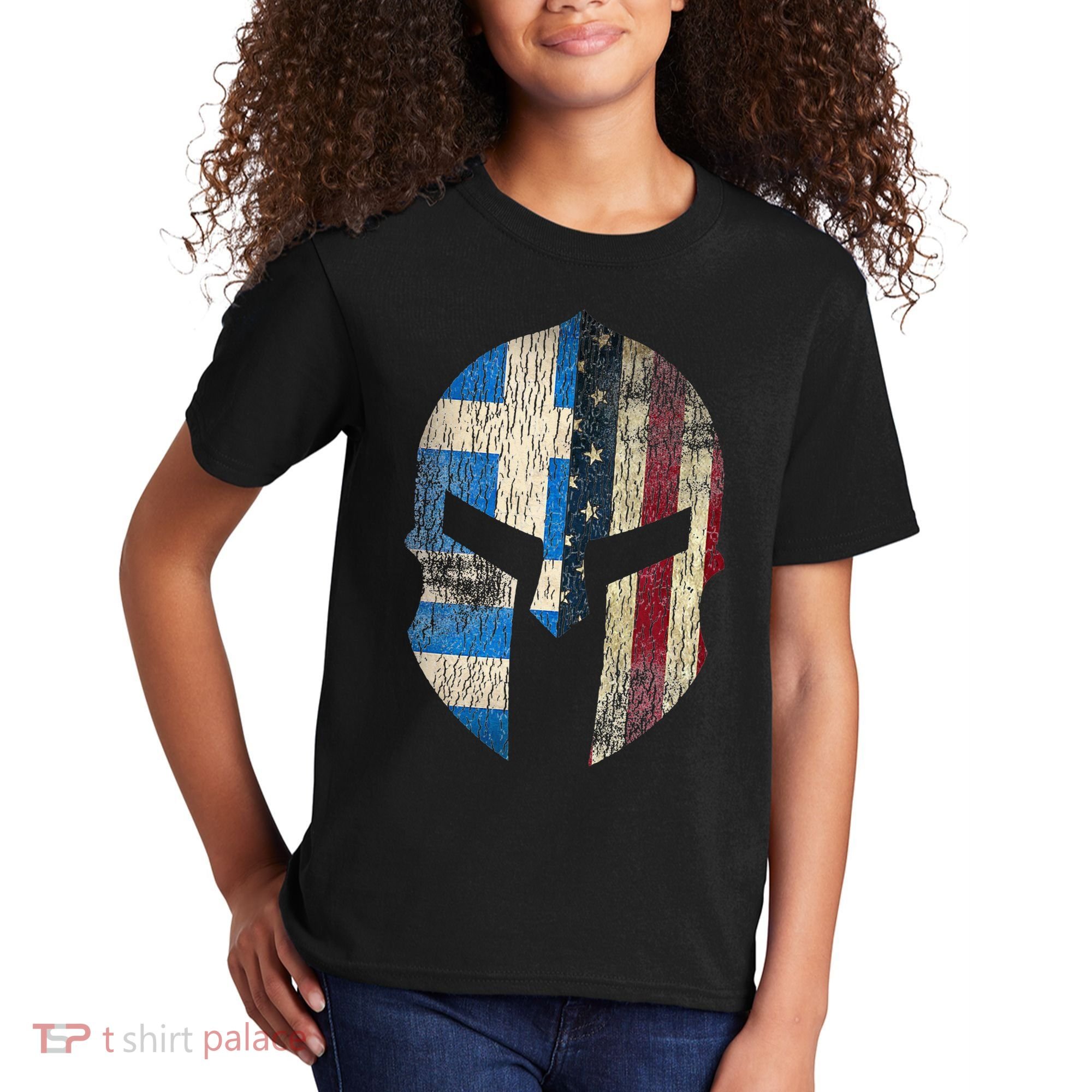 Greek American Pride Greece Spartan Helmet Kids T-Shirt