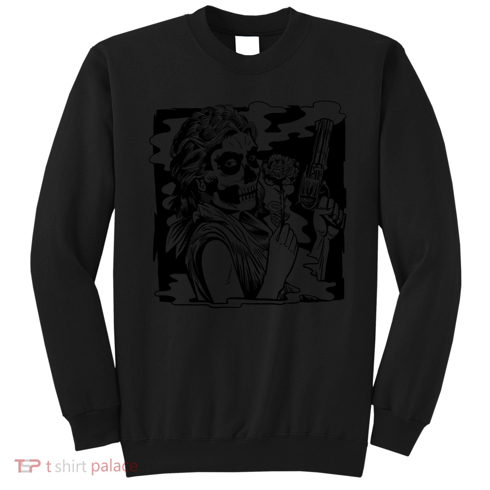 Gun And Roses Skull Girl Sweatshirt