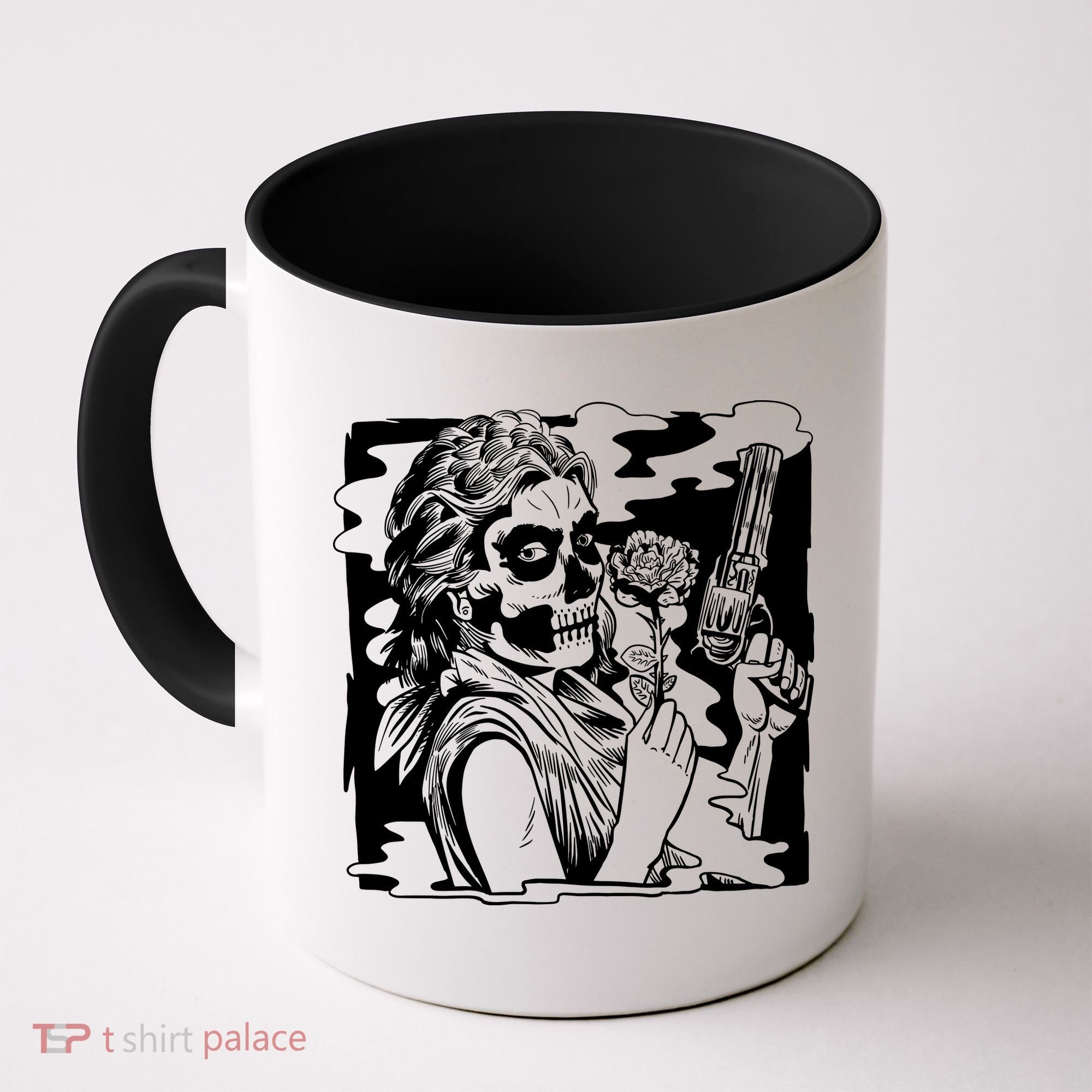 Gun And Roses Skull Girl Coffee Mug