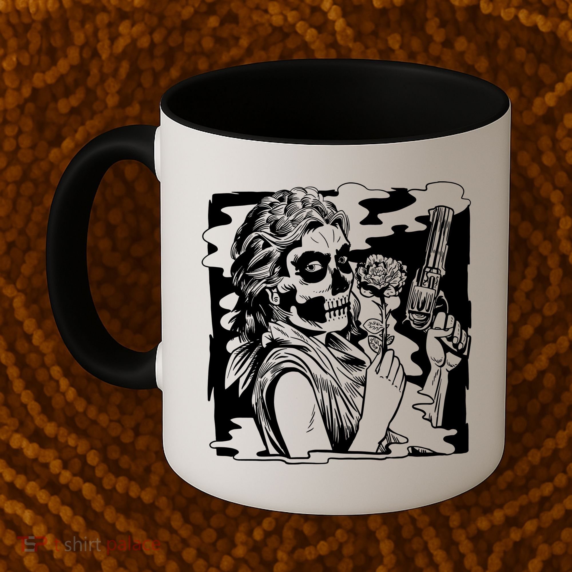 Gun And Roses Skull Girl Coffee Mug