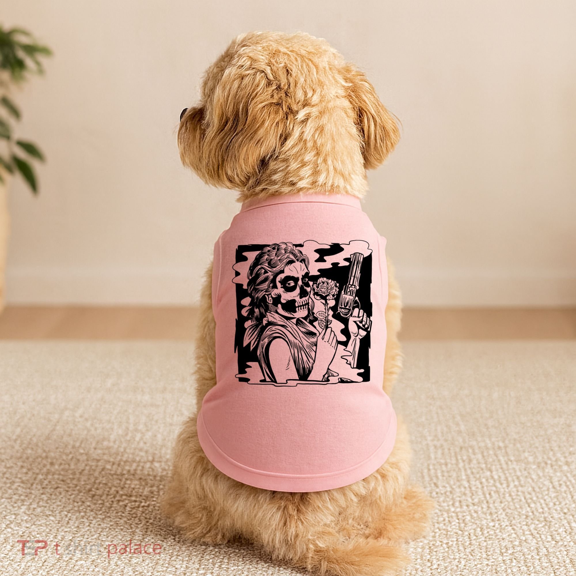 Gun And Roses Skull Girl Doggie Tank