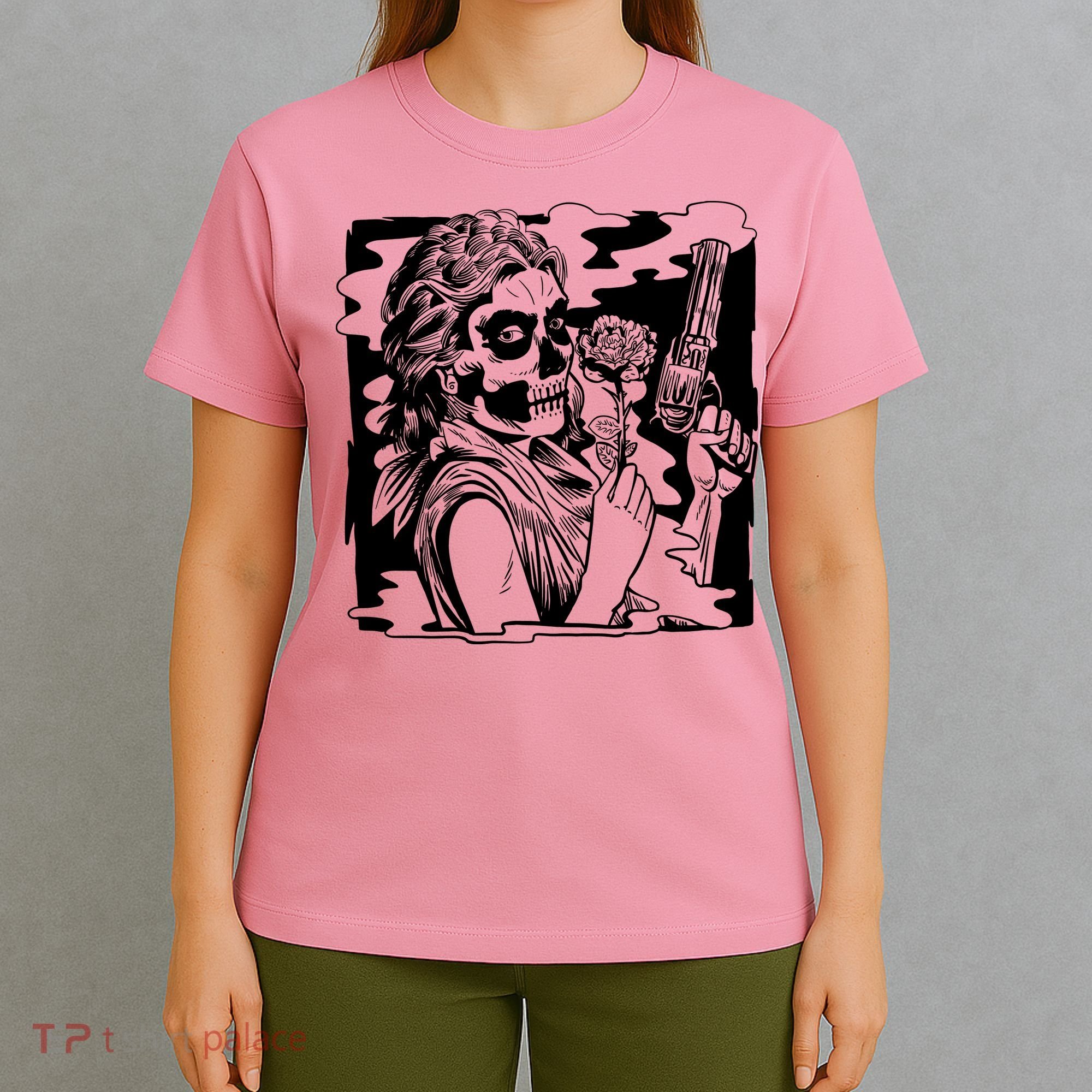 Gun And Roses Skull Girl T-Shirt