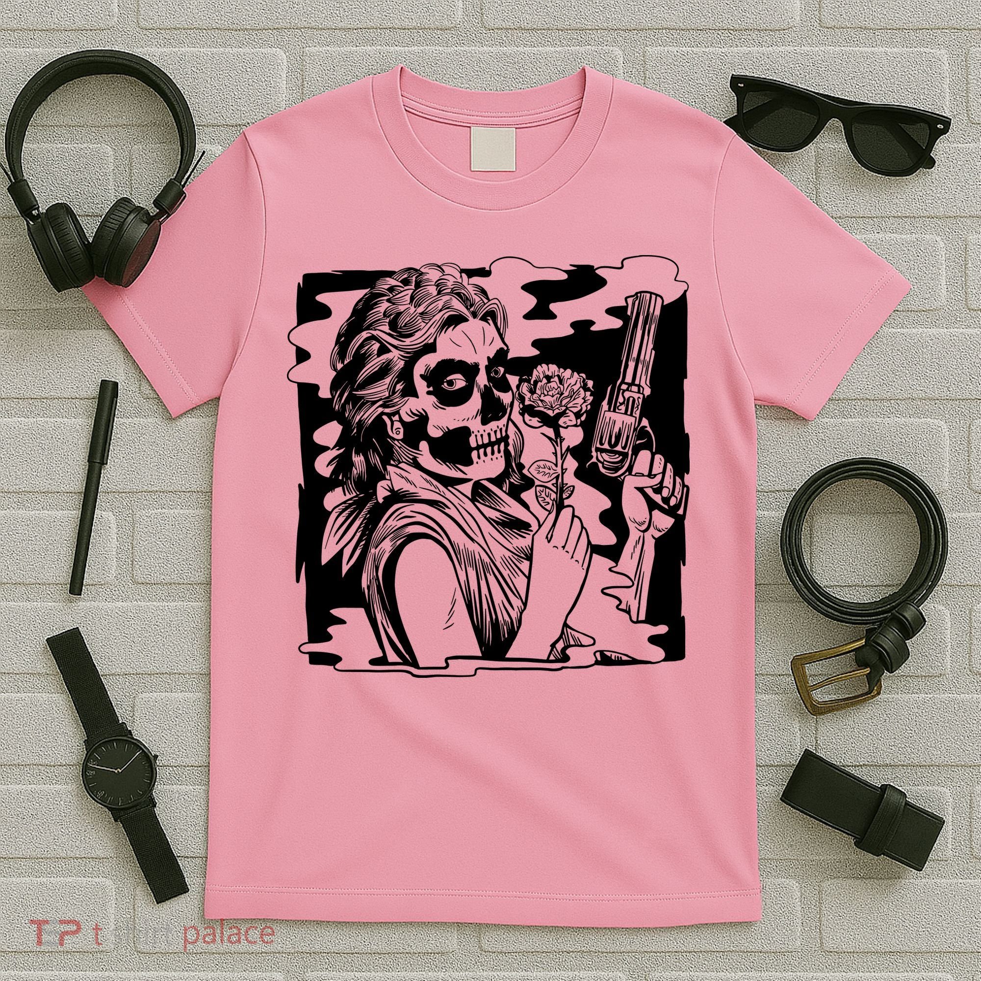 Gun And Roses Skull Girl T-Shirt