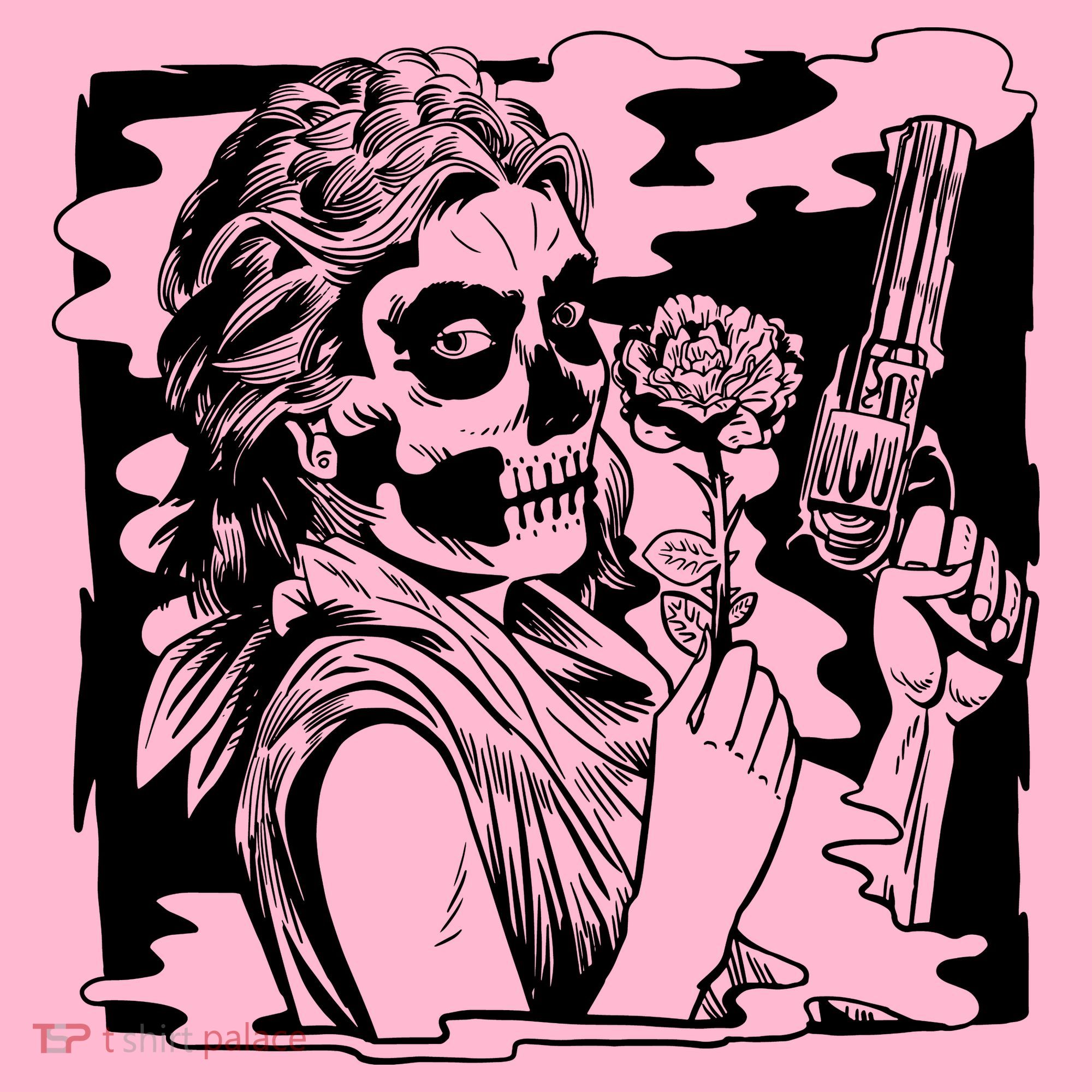 Gun And Roses Skull Girl T-Shirt