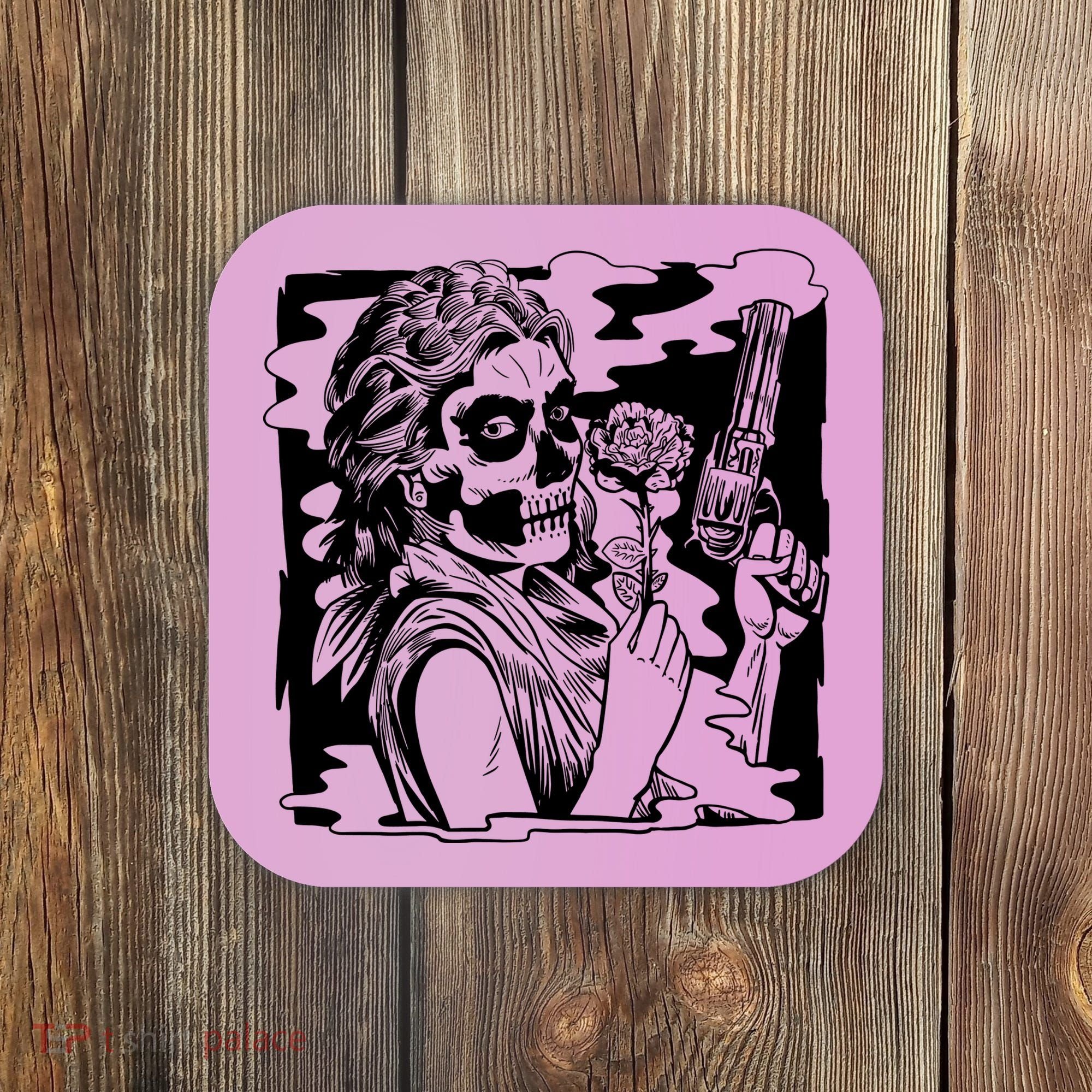 Gun And Roses Skull Girl Coaster