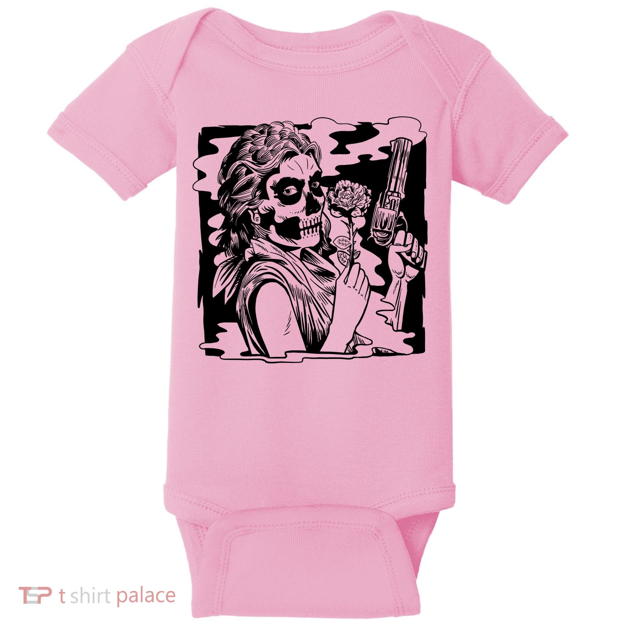 Gun And Roses Skull Girl Baby Bodysuit