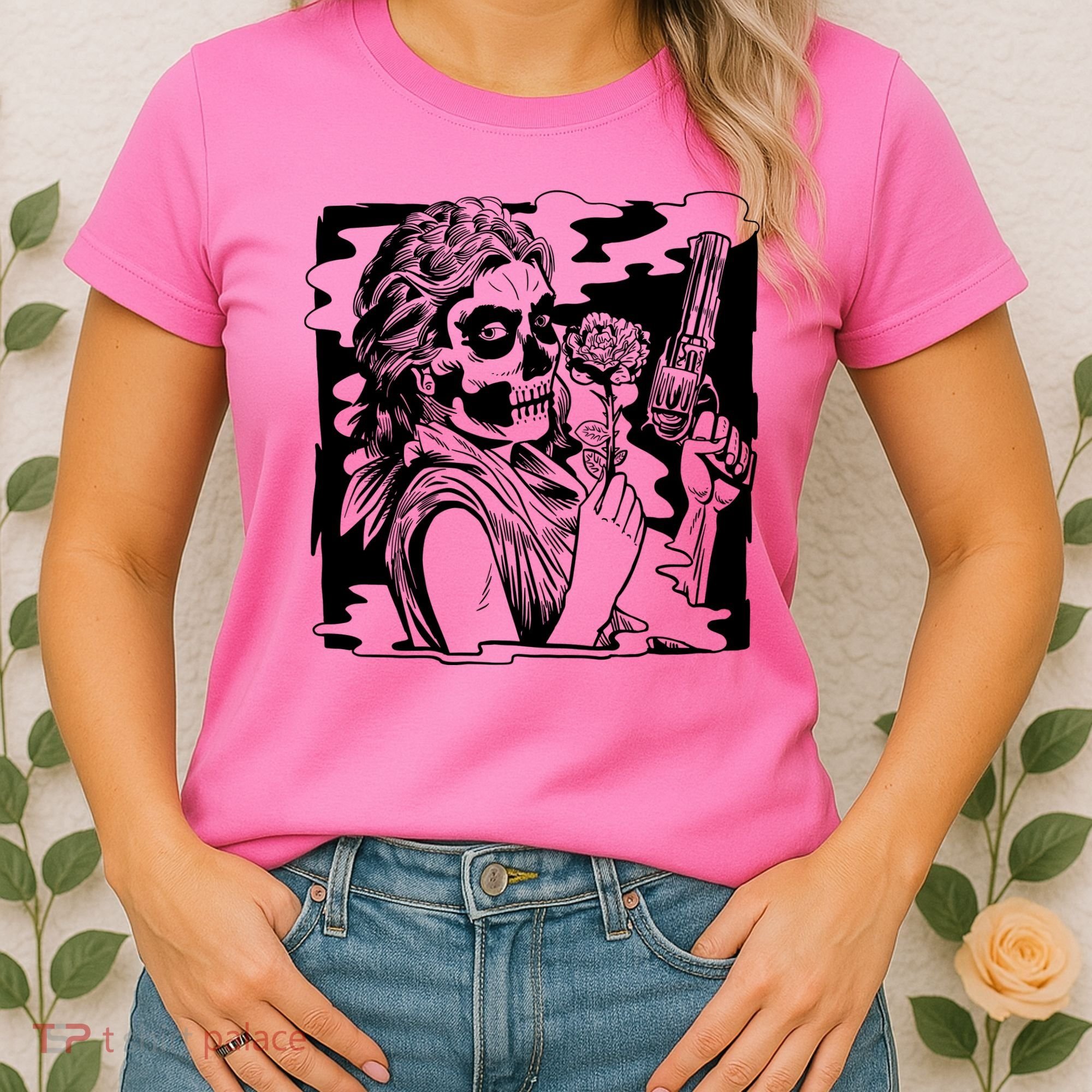 Gun And Roses Skull Girl Women's T-Shirt
