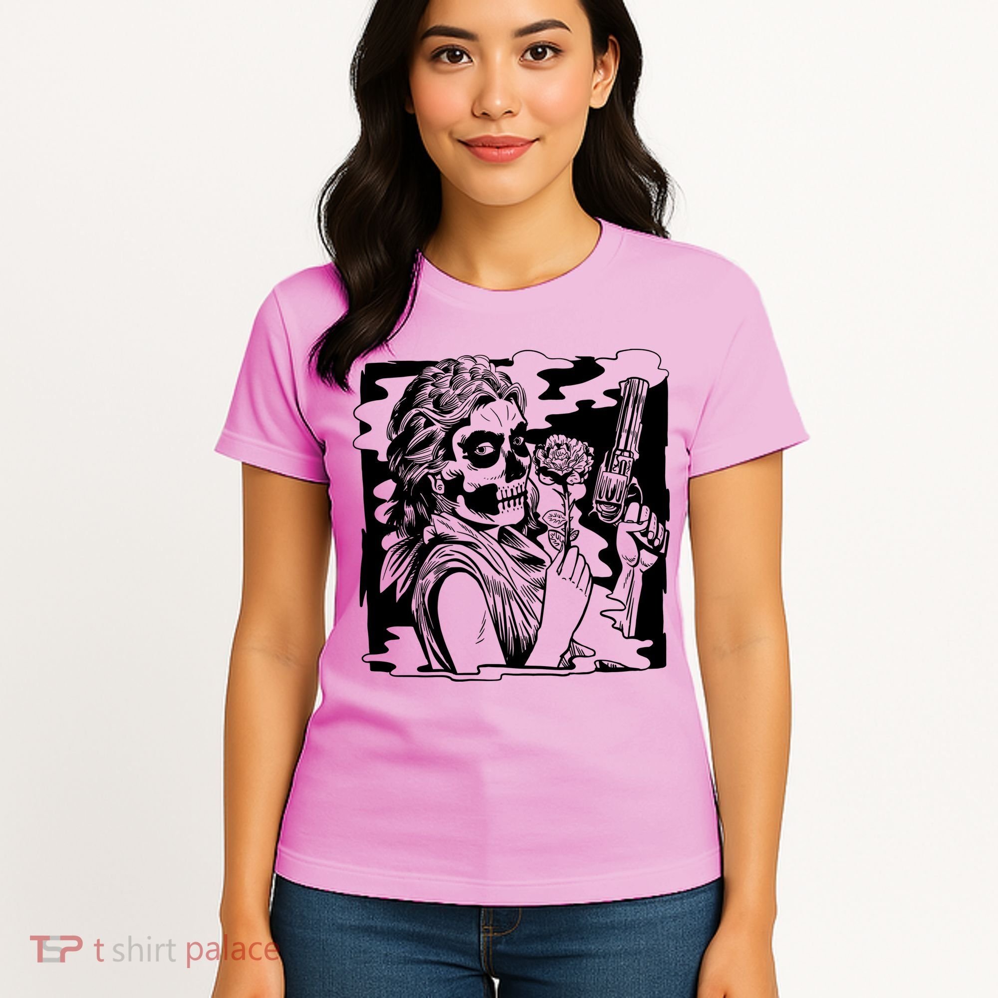 Gun And Roses Skull Girl Women's T-Shirt