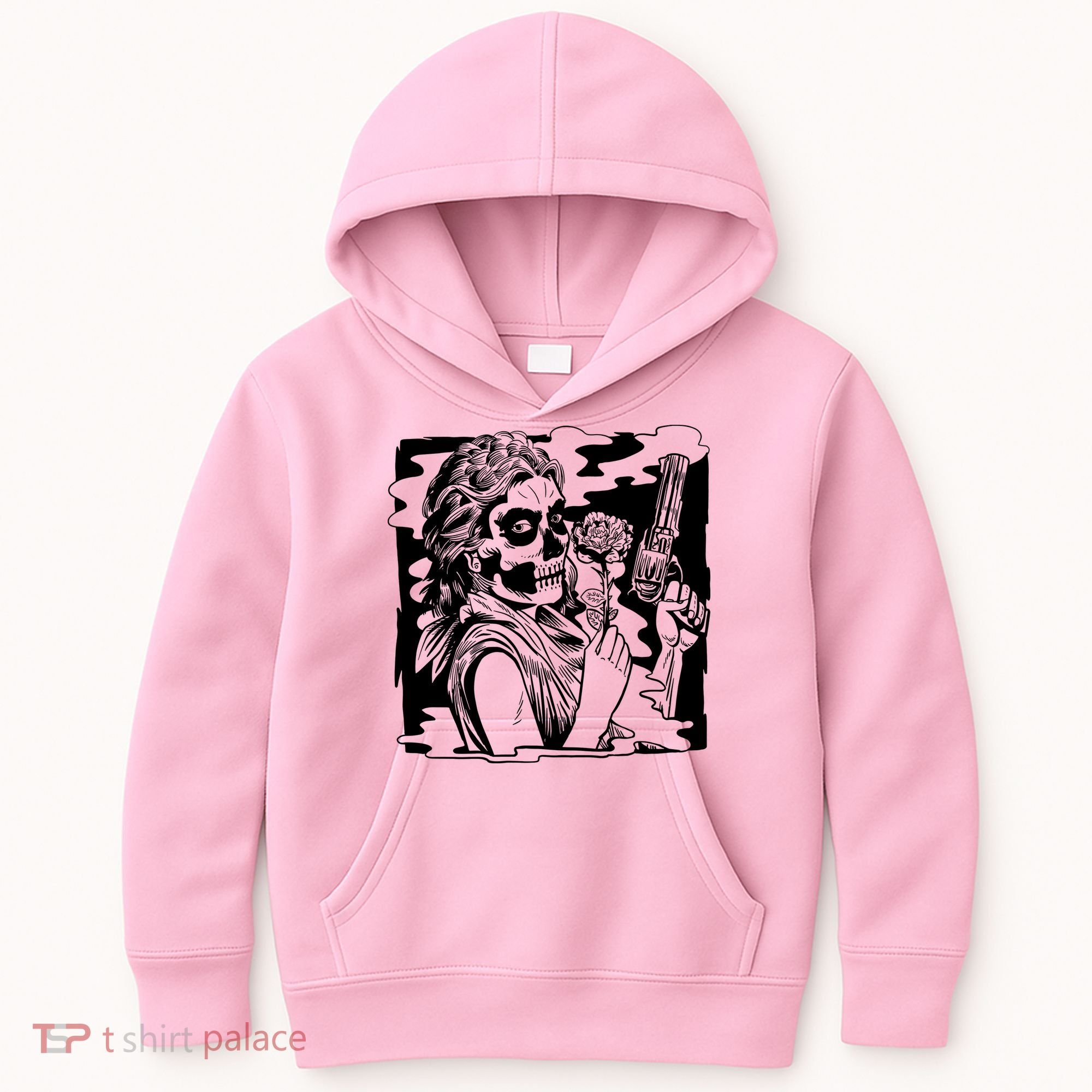 Gun And Roses Skull Girl Kids Hoodie