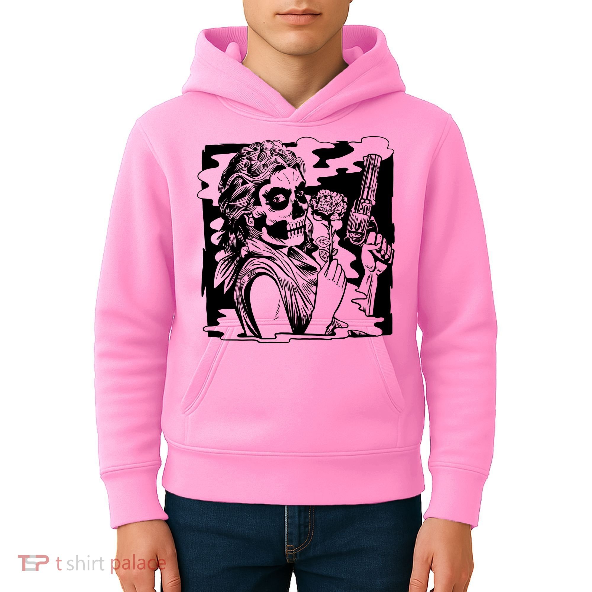 Gun And Roses Skull Girl Kids Hoodie