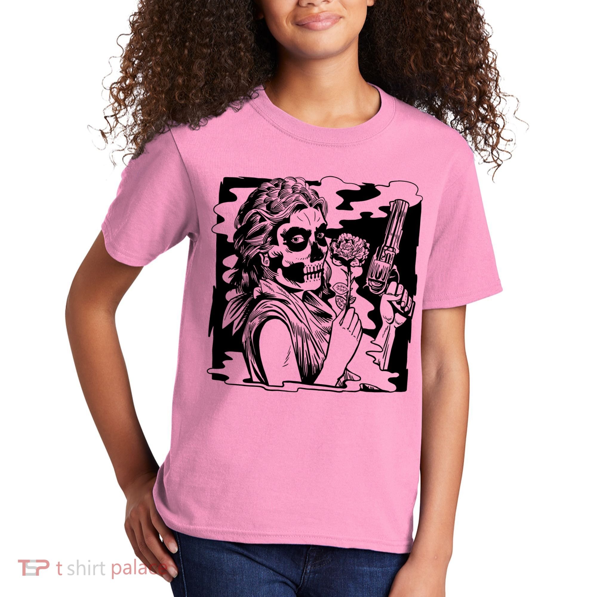 Gun And Roses Skull Girl Kids T-Shirt