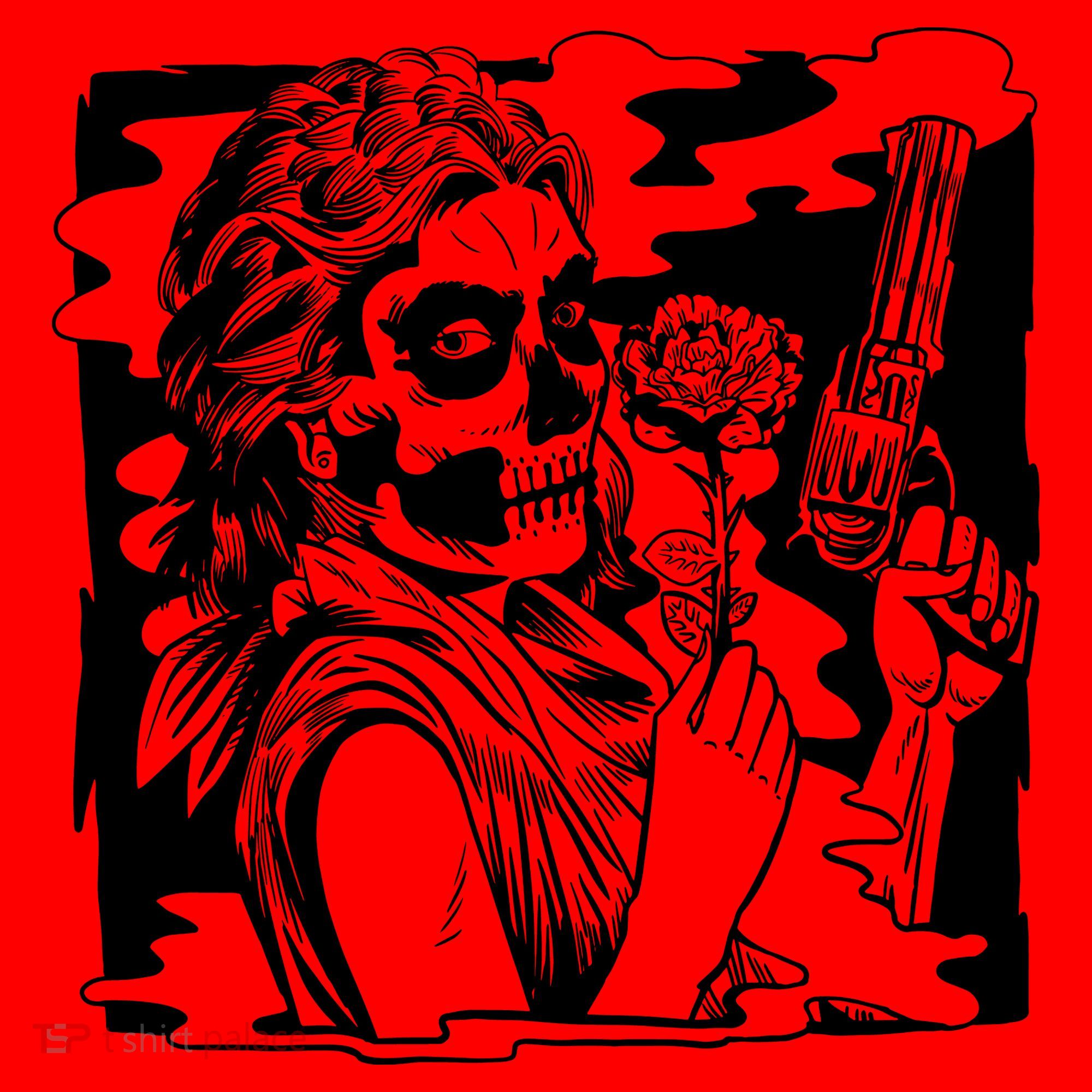 Gun And Roses Skull Girl Santa Hat