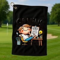 Genius At Rest Funny Golf Towel thumb 1