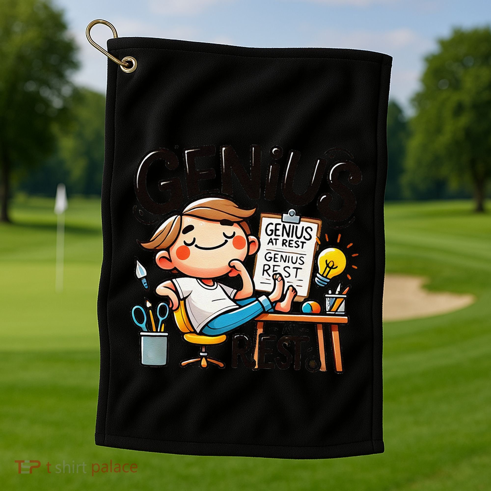 Genius At Rest Funny Golf Towel