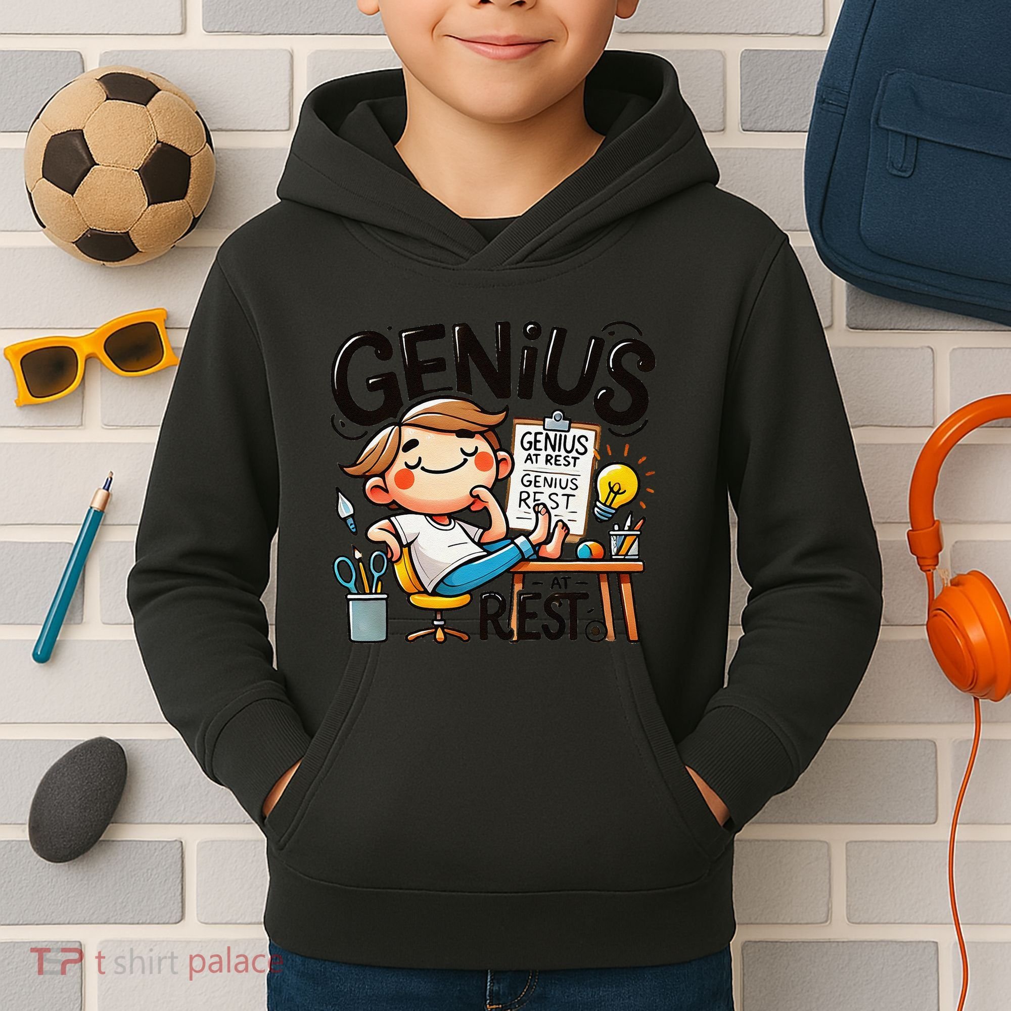 Genius At Rest Funny Kids Hoodie