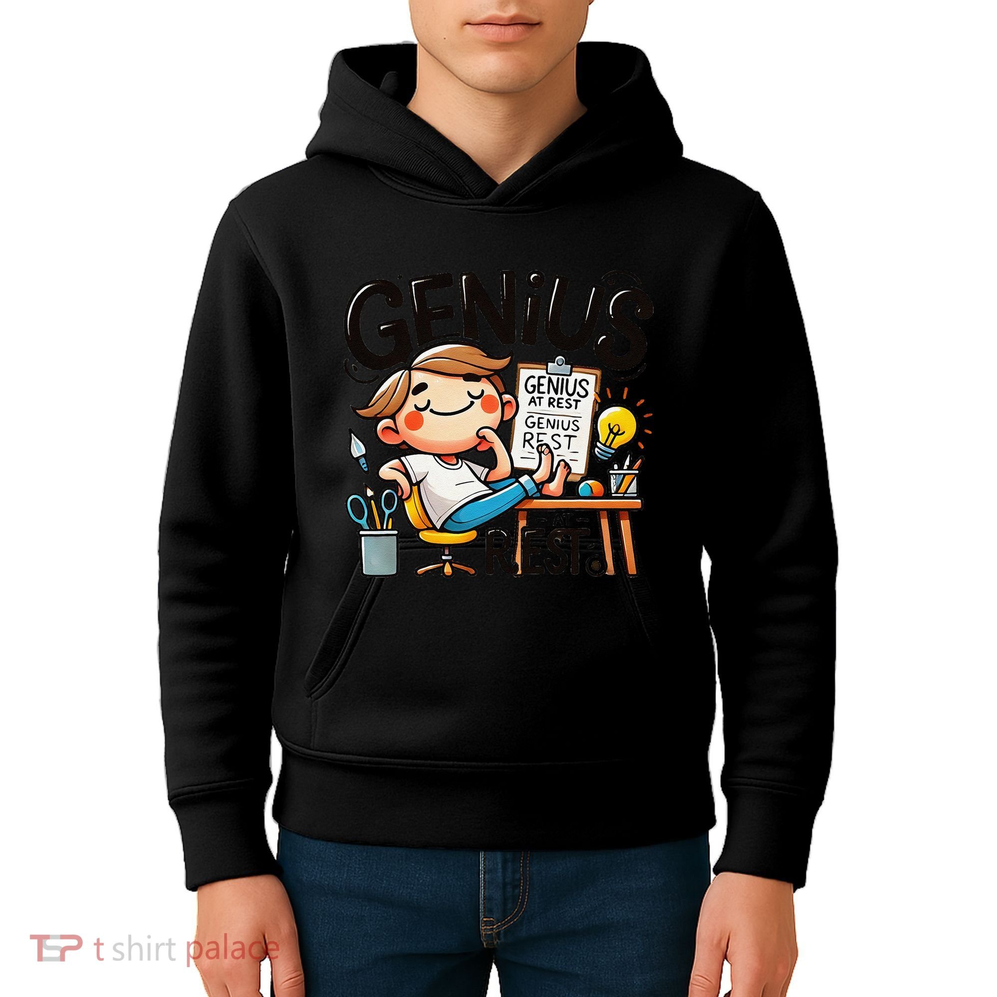 Genius At Rest Funny Kids Hoodie