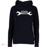 Garage Mode Activated Funny Mechanic Womens Funnel Neck Pullover Hood thumb 0
