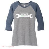 Garage Mode Activated Funny Mechanic Women's Tri-Blend 3/4-Sleeve Raglan Shirt thumb 0