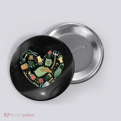 Garden Tools Heart Button