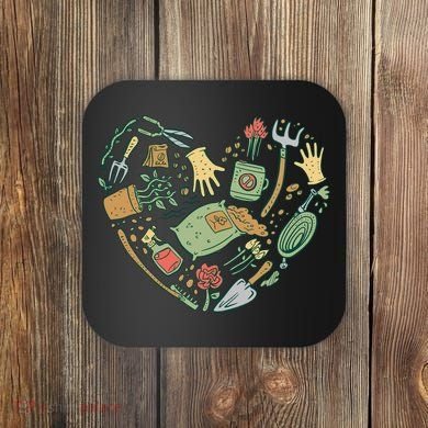 Garden Tools Heart Coaster