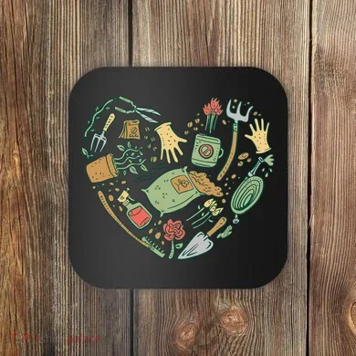 Garden Tools Heart Coaster