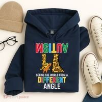 Giraffe Autism Seeing World Different Angle Awareness  Hoodie thumb 4