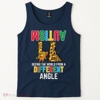 Giraffe Autism Seeing World Different Angle Awareness  Tank Top thumb 2