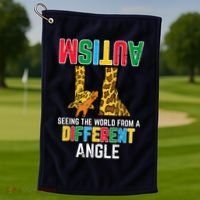 Giraffe Autism Seeing World Different Angle Awareness  Golf Towel thumb 1