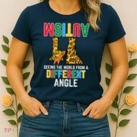Giraffe Autism Seeing World Different Angle Awareness  Women's T-Shirt thumb 2