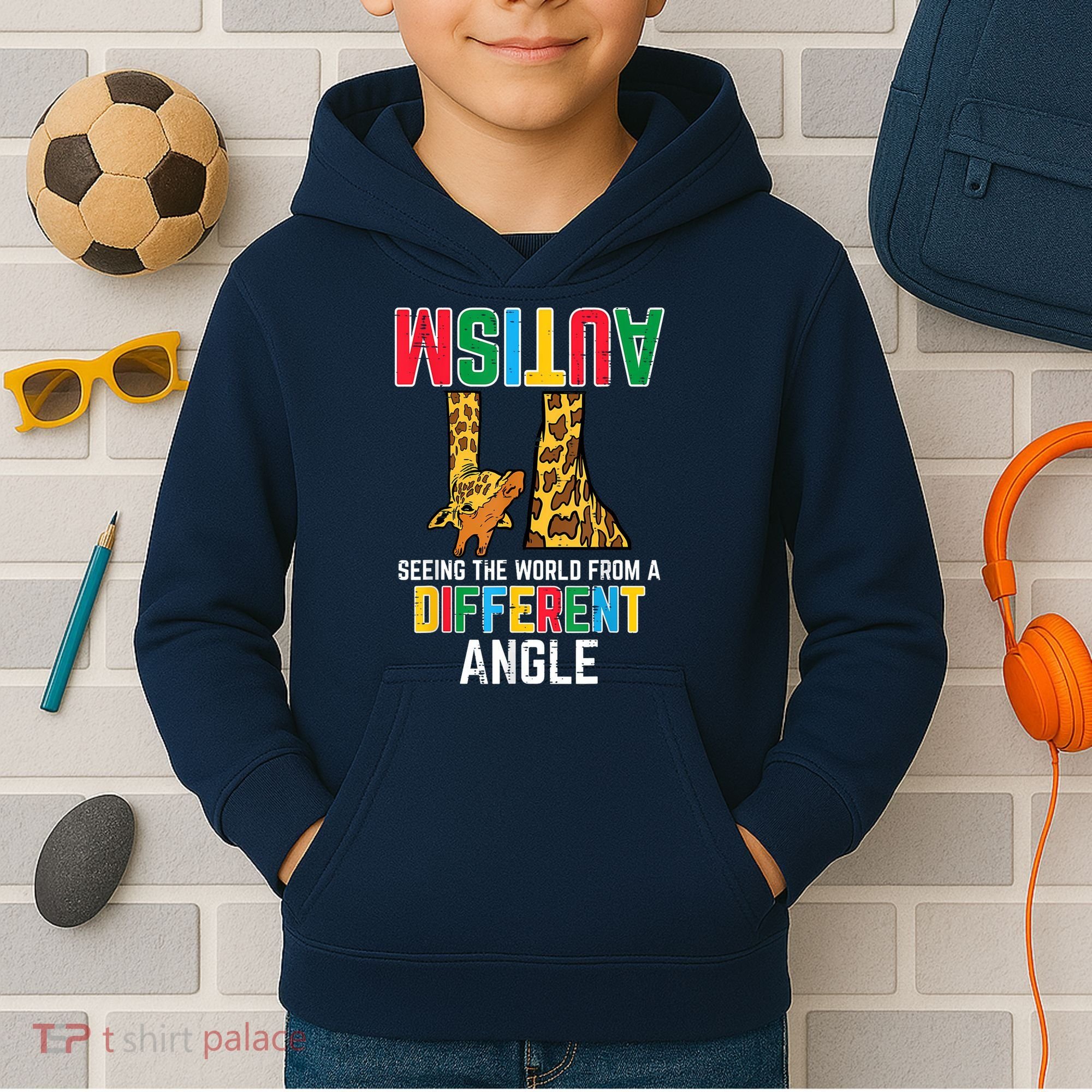 Giraffe Autism Seeing World Different Angle Awareness  Kids Hoodie