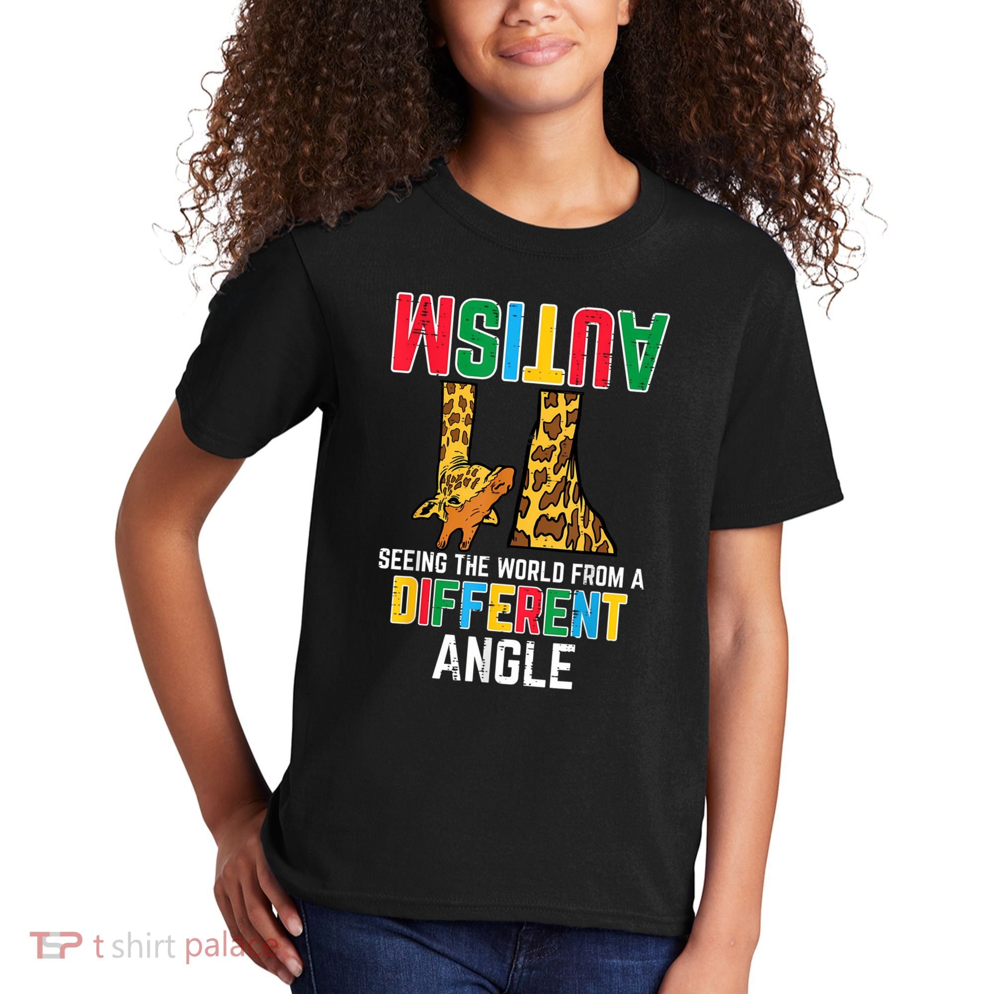Giraffe Autism Seeing World Different Angle Awareness  Kids T-Shirt