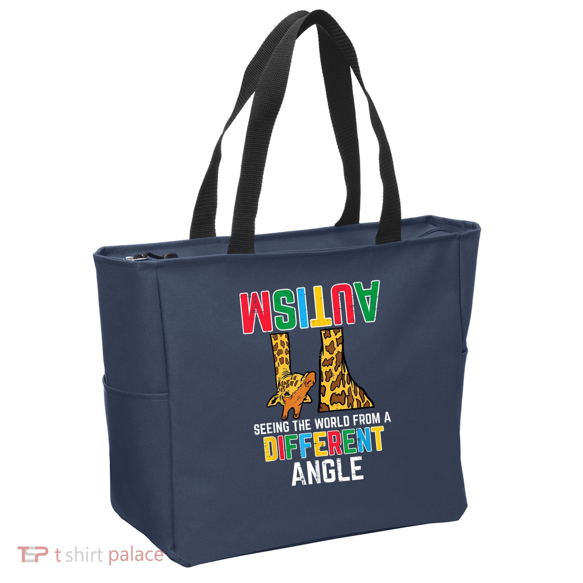 Giraffe Autism Seeing World Different Angle Awareness  Tote Bag