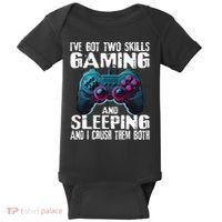 Gaming And Sleeping Funny Gamer Sayings Ns Baby Bodysuit thumb 0