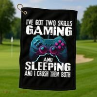 Gaming And Sleeping Funny Gamer Sayings Ns Golf Towel thumb 1