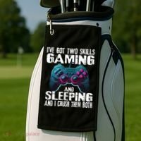 Gaming And Sleeping Funny Gamer Sayings Ns Golf Towel thumb 2