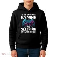 Gaming And Sleeping Funny Gamer Sayings Ns Kids Hoodie thumb 4