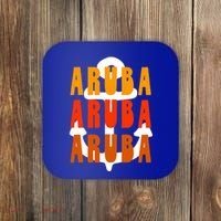 Ggt Aruba Souvenir Anchor One Happy Retro Vibe Vacay Gift Coaster thumb 0