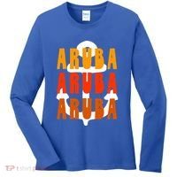 Ggt Aruba Souvenir Anchor One Happy Retro Vibe Vacay Gift Women's Long Sleeve Shirt thumb 0