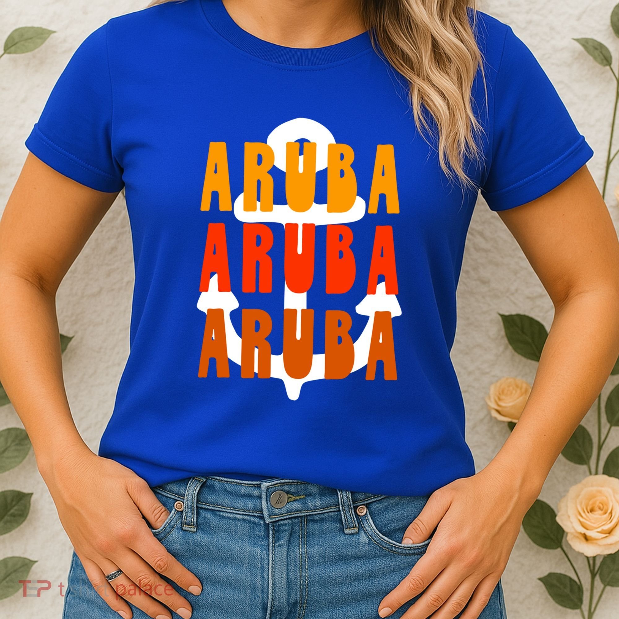 Ggt Aruba Souvenir Anchor One Happy Retro Vibe Vacay Gift Women's T-Shirt